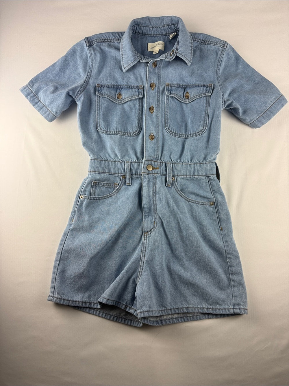 Universal Thread Light Wash Denim Jumper Women's Size 4 Button Front EUC